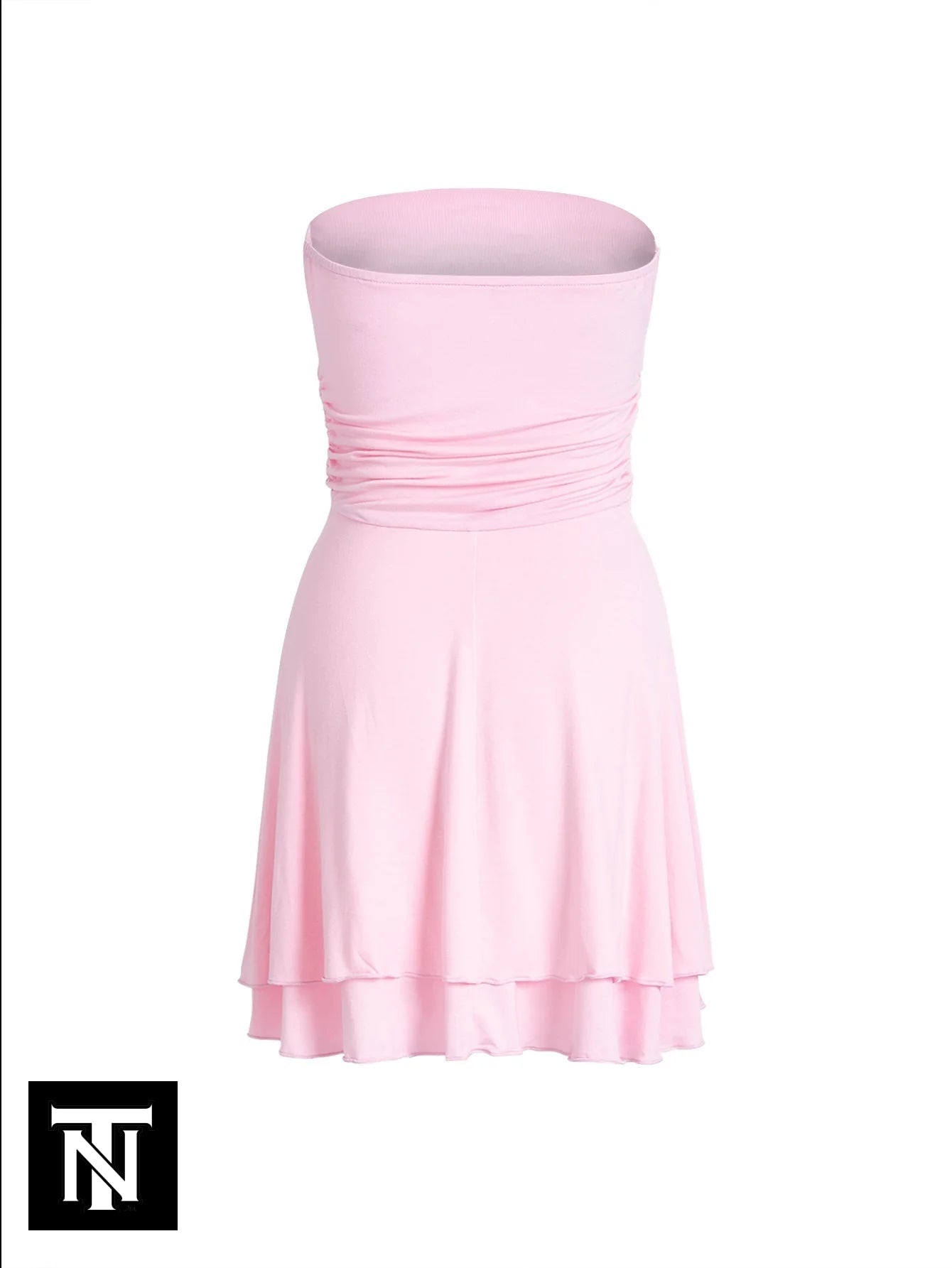 Y2K Tube-Top Short Dress Summer Sexy Pleated Tight Dresses for Womens Clothing