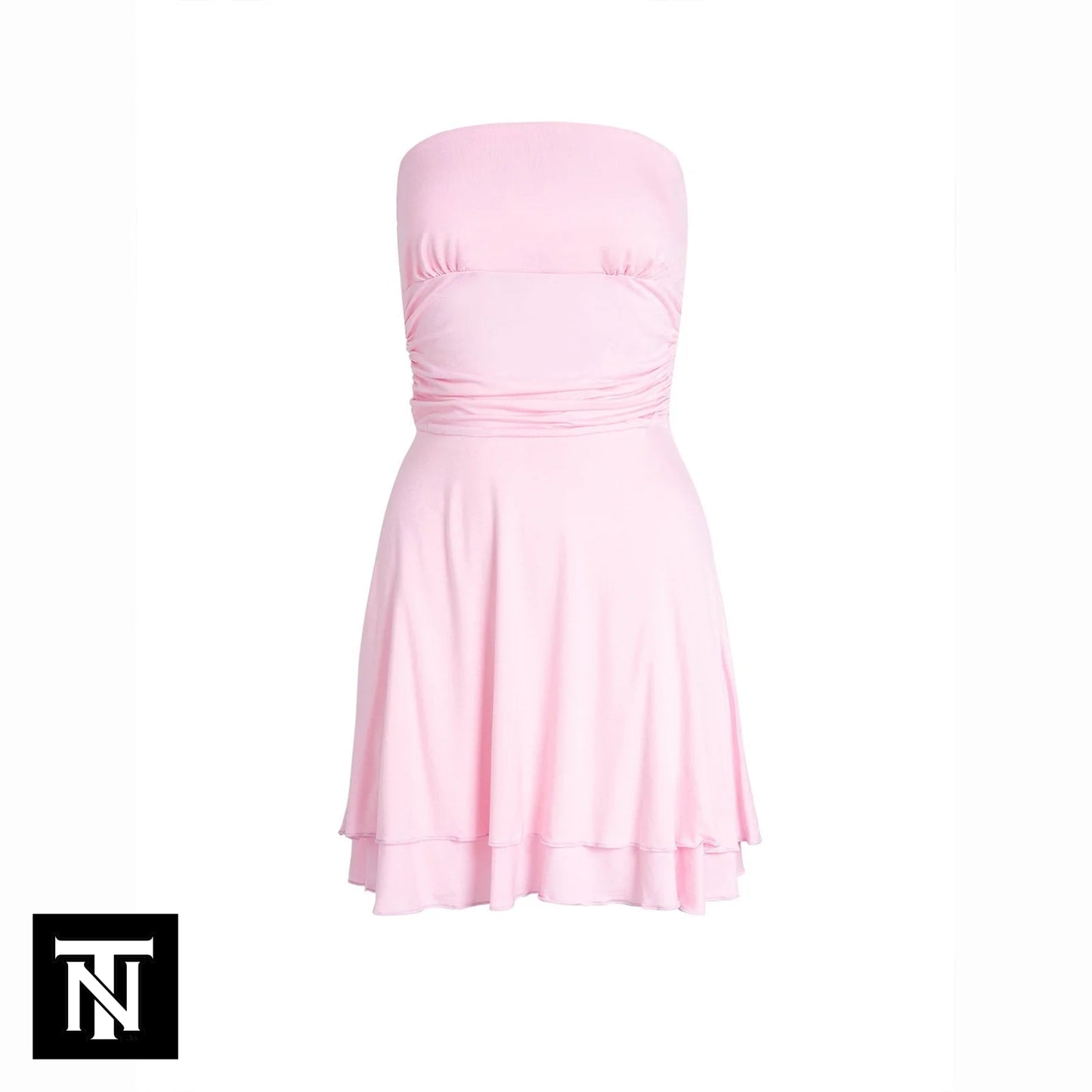 Y2K Tube-Top Short Dress Summer Sexy Pleated Tight Dresses for Womens Clothing